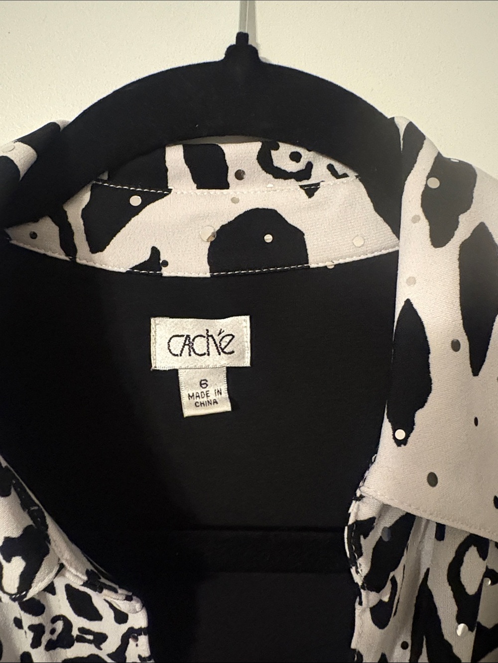 Cache Sexy Black Dress with White and Black Animal-Print Accent - Picture 2 of 5